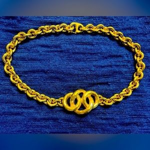 D’Orlan Signed Vintage Gold-toned Triple Knot Choker Necklace, 16 3/4”